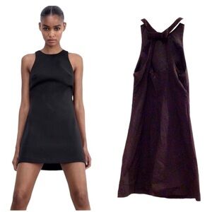Zara mini skater dress little black dress size XS back bow